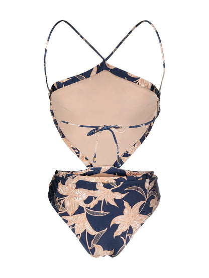 Floral-Print Cut-Out Swimsuit