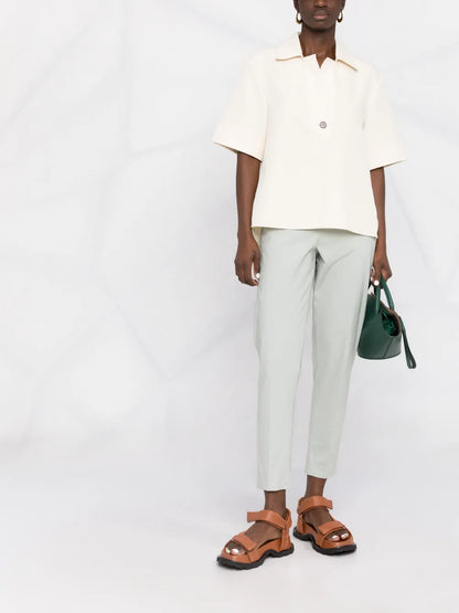 Contrast-Waist Tapered Trousers