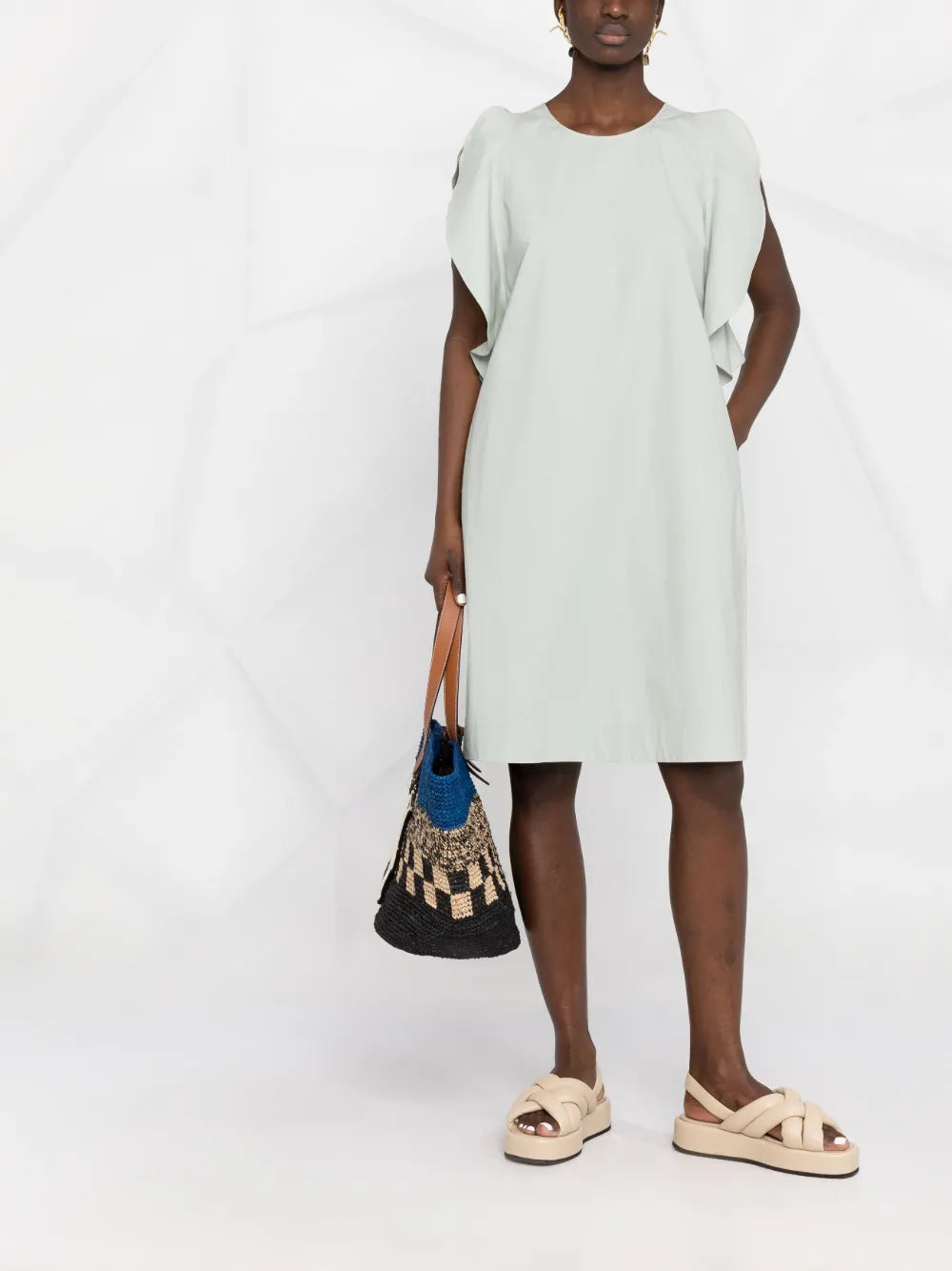 Ruffle-Cuff Mini Dress