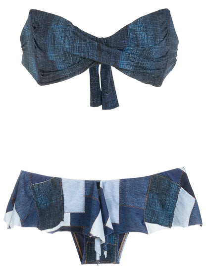 Patchwork Denim-Style Bikini