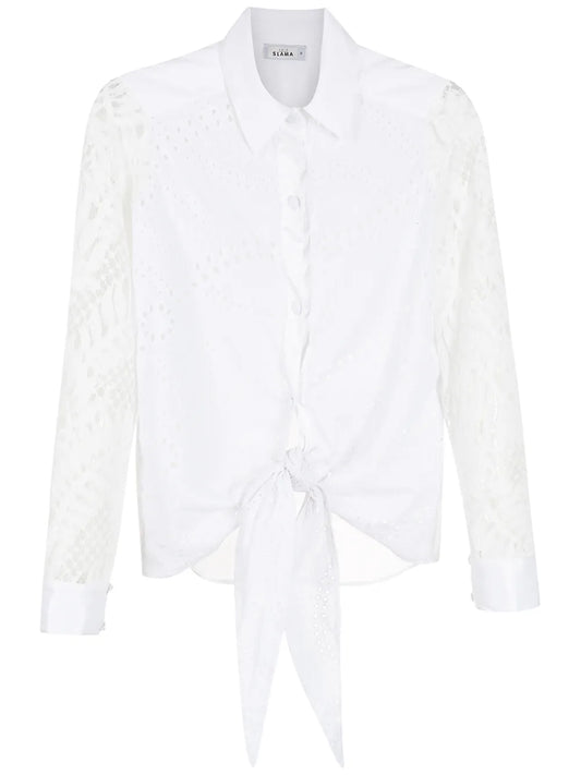 Broderie-Anglais Lace Panelled Shirt