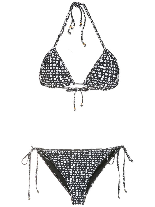 Polka Dot-Print Triangle Bikini