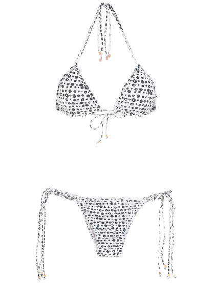 Polka Dot-Print Triangle Bikini