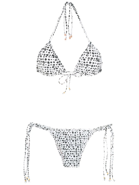 Polka Dot-Print Triangle Bikini