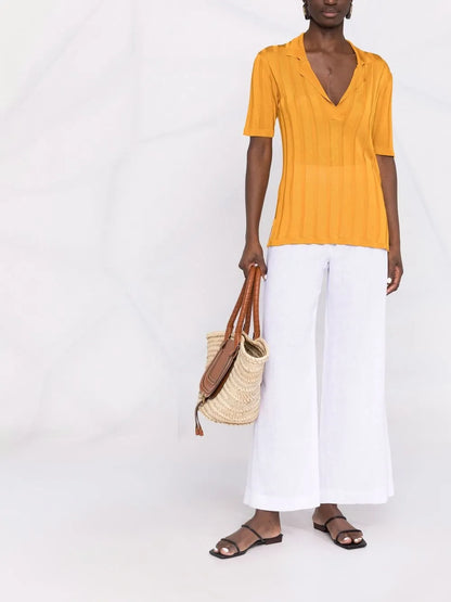 Wide-Leg Elasticated-Waistband Trousers