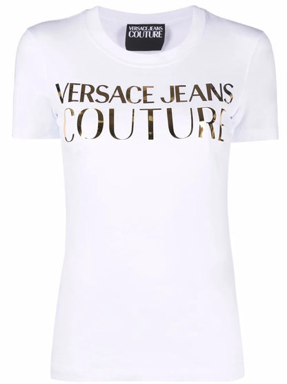 Logo-Print Metallic T-Shirt