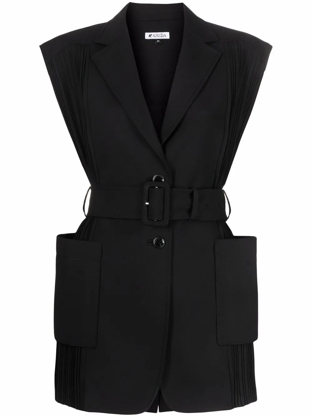 Belted-Waist Sleeveless Blazer