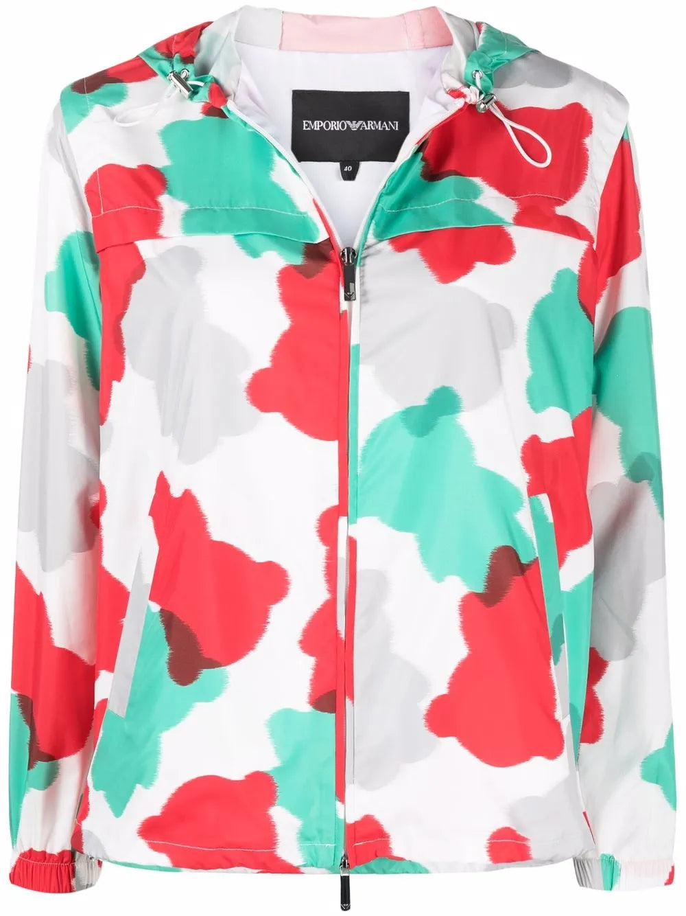 Abstract-Print Drawstring Hood Jacket