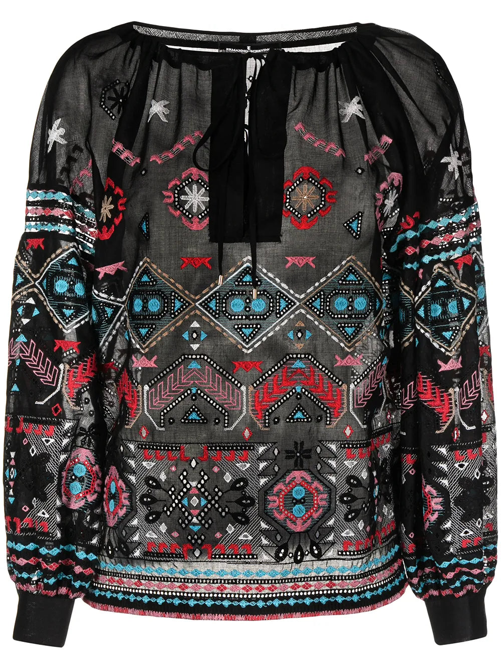 Embroidered Long-Sleeve Blouse