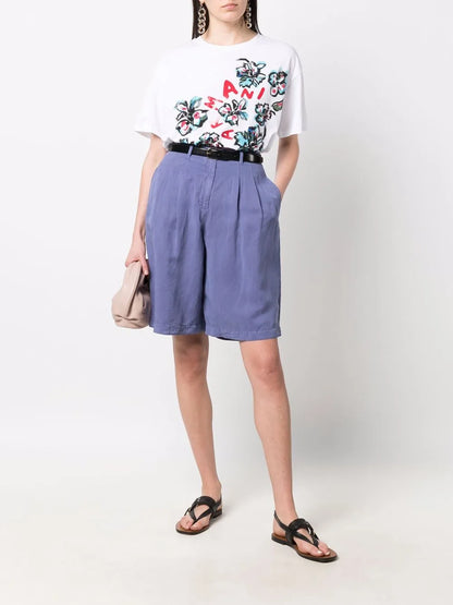 Knee-Length Wide-Leg Shorts