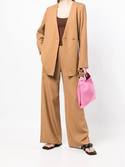 Double-Breasted V-Neck Coat
