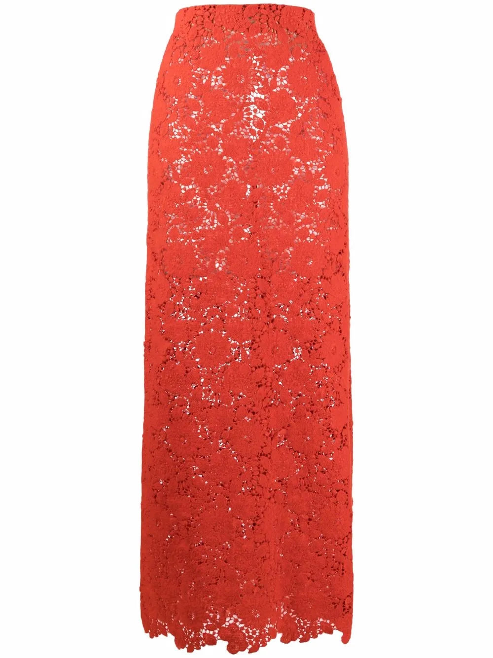 High-Waist Floral-Embroidered Skirt