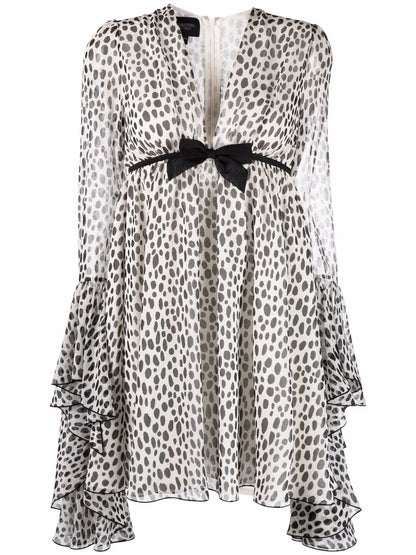 Dalmatian-Print Silk Dress