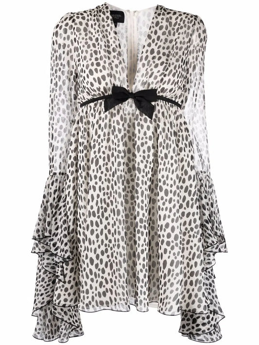 Dalmatian-Print Silk Dress