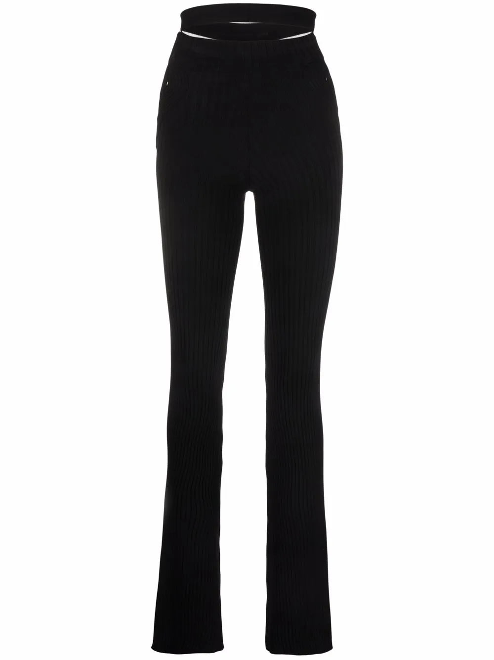 Ribbed-Knit Bootcut Trousers