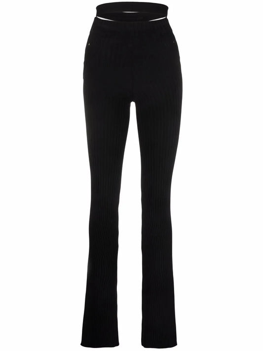 Ribbed-Knit Bootcut Trousers