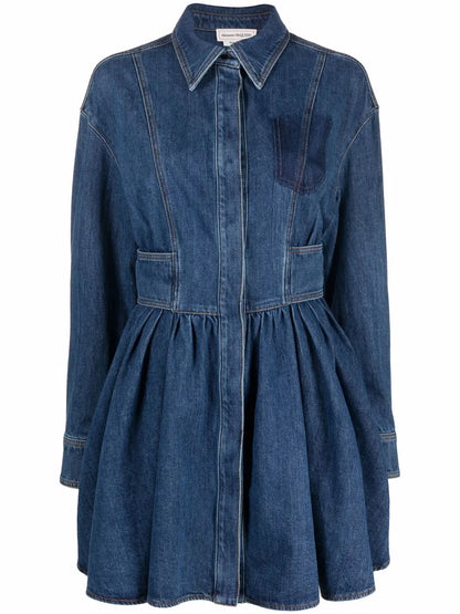 Flared Denim Shirt Dress