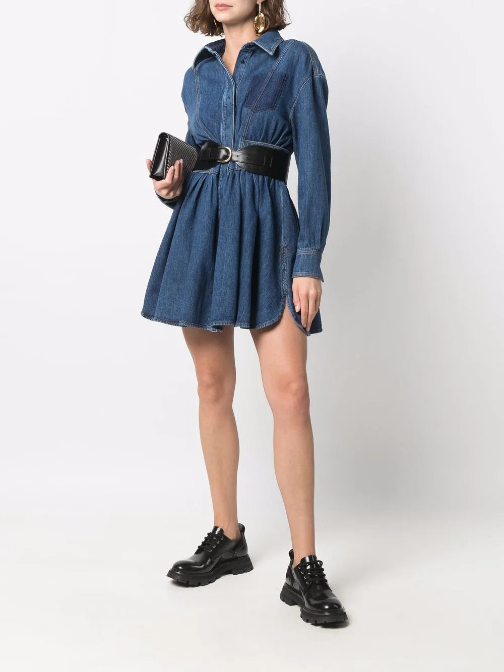 Flared Denim Shirt Dress