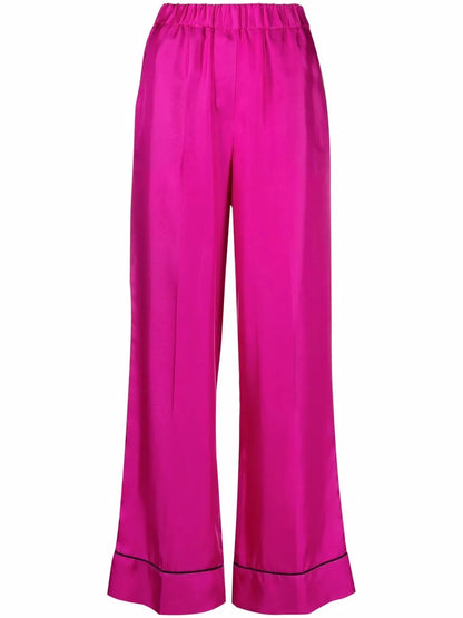 Satin-Effect Wide-Leg Trousers