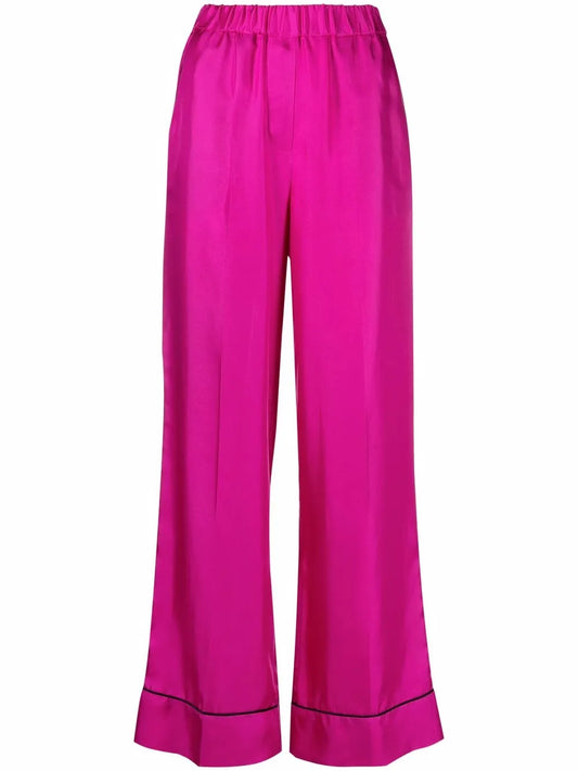 Satin-Effect Wide-Leg Trousers