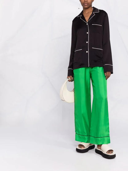 Wide-Leg Silk Trousers
