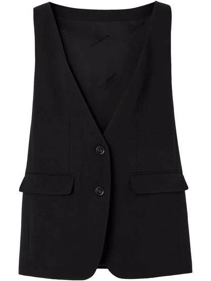 Sleeveless Tailored Silk Jacket