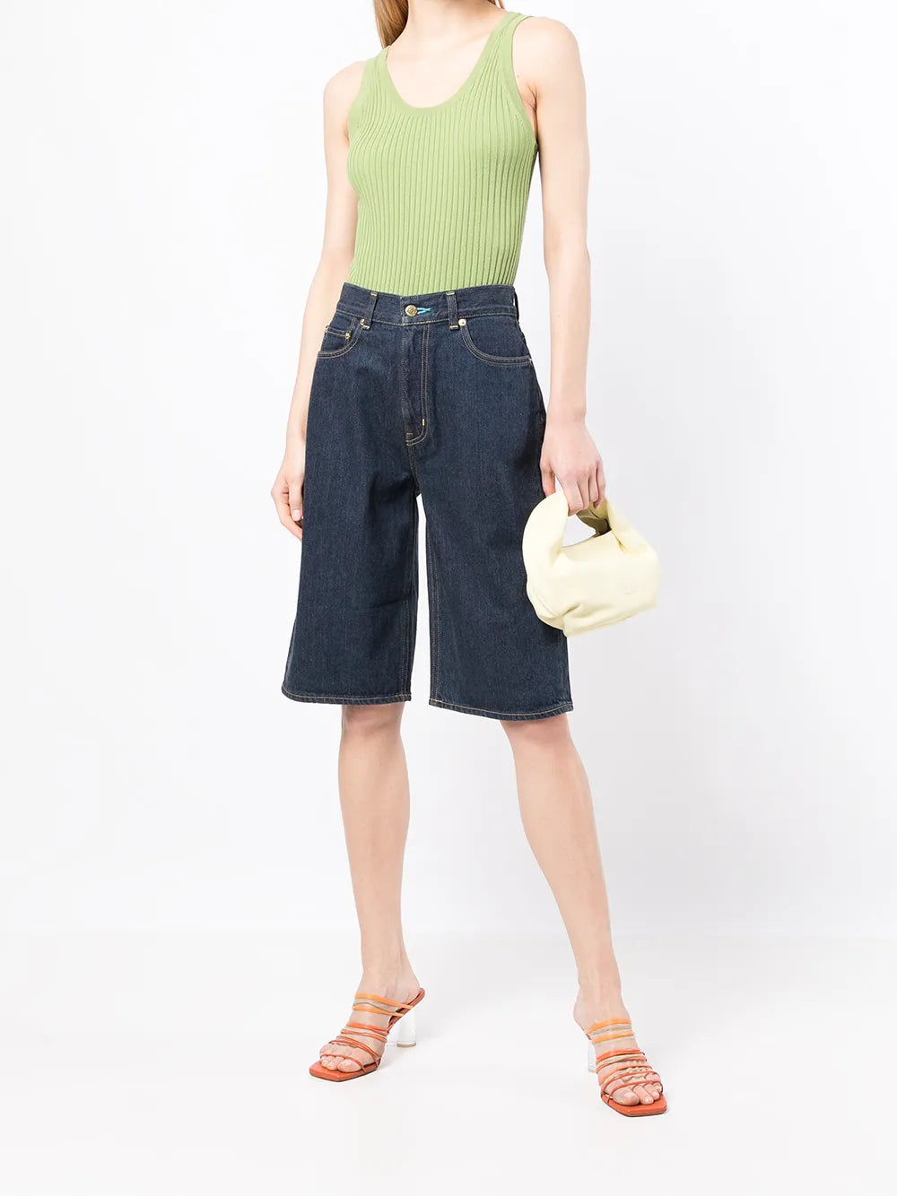 The Turquoise High-Rise Denim Bermuda Shorts