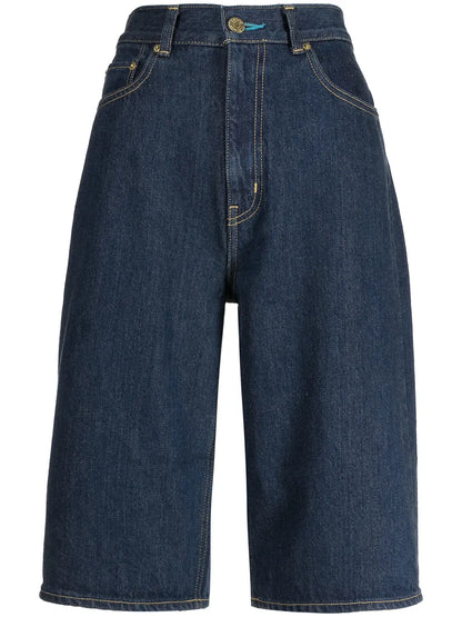 The Turquoise High-Rise Denim Bermuda Shorts