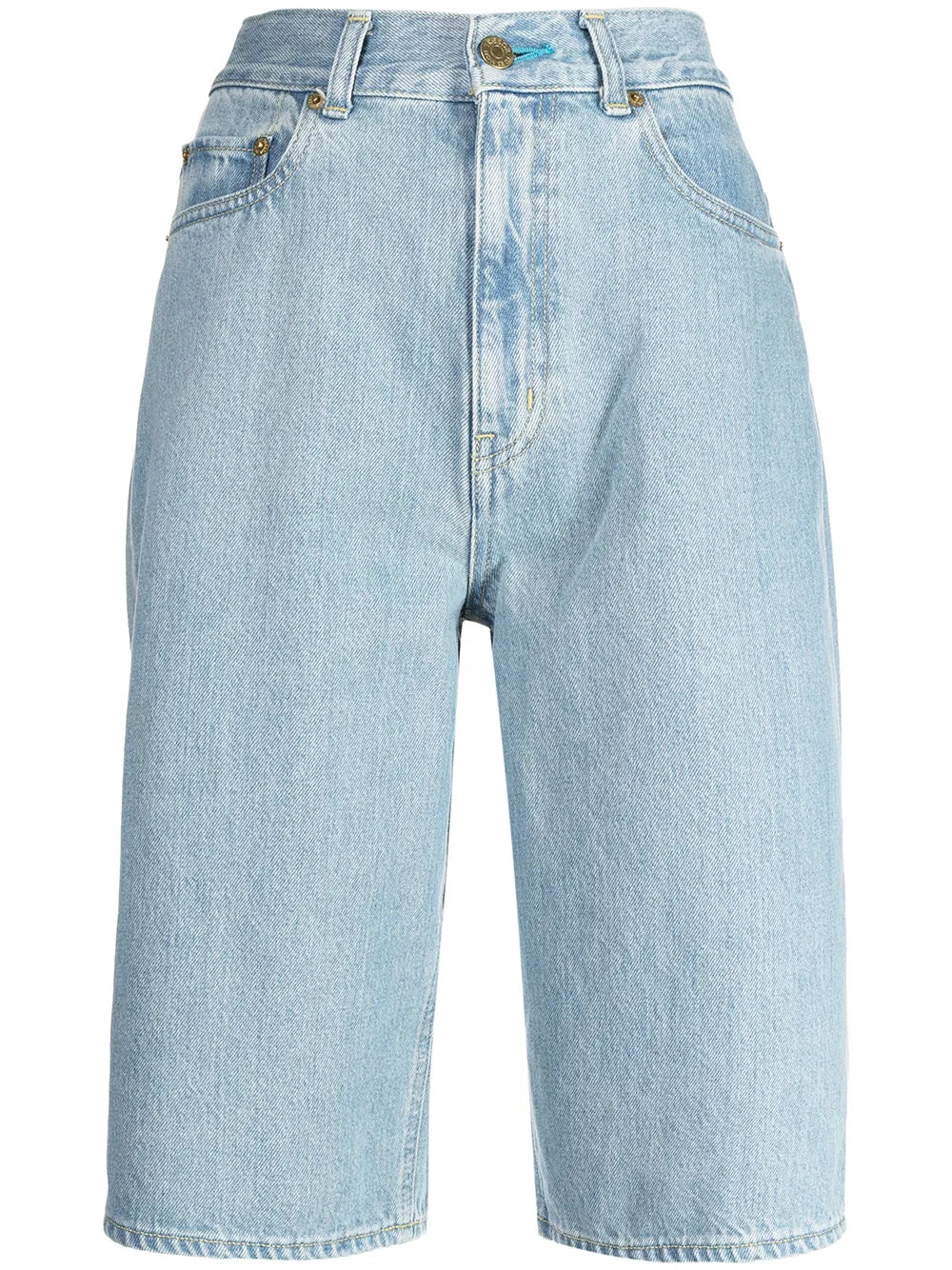 The Turquoise High-Rise Denim Bermuda Shorts