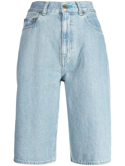 The Turquoise High-Rise Denim Bermuda Shorts