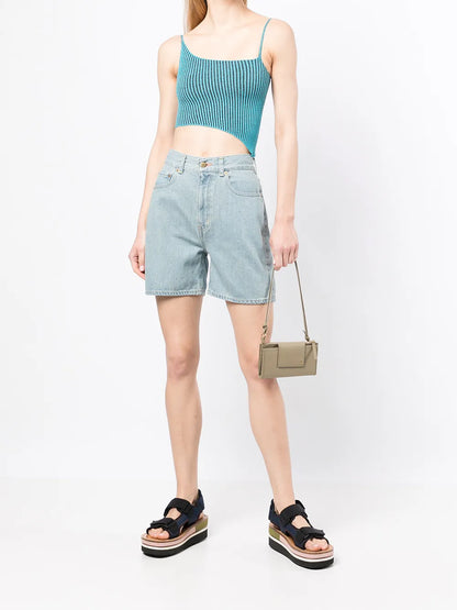 The Coral High-Rise Denim Shorts