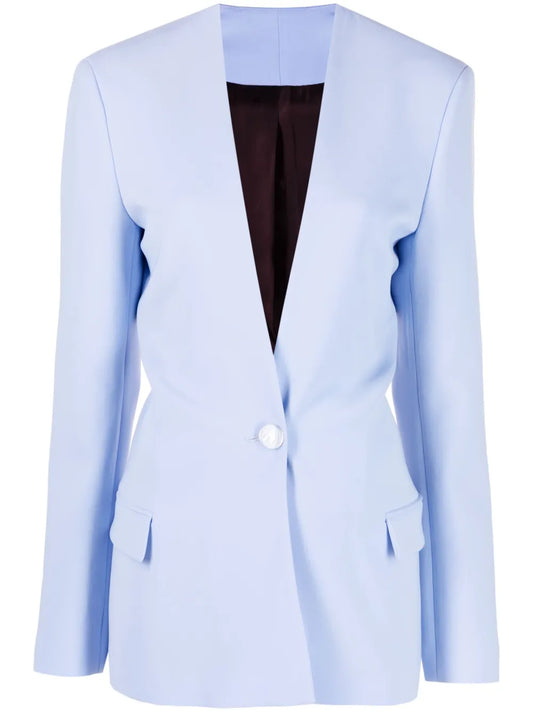 Collarless Single-Breasted Blazer