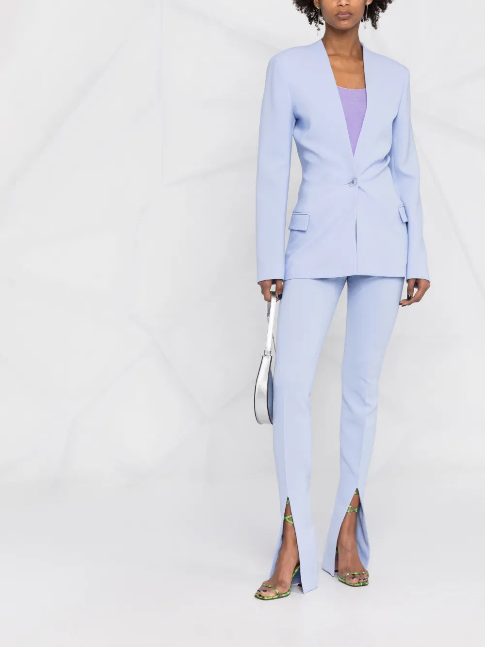 Collarless Single-Breasted Blazer
