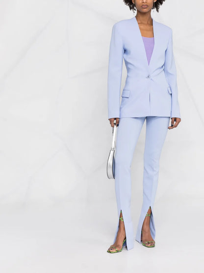 Collarless Single-Breasted Blazer