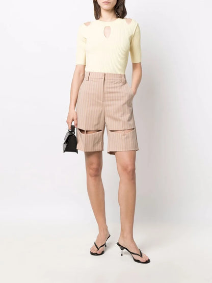 Ribbed Cut-Out Top