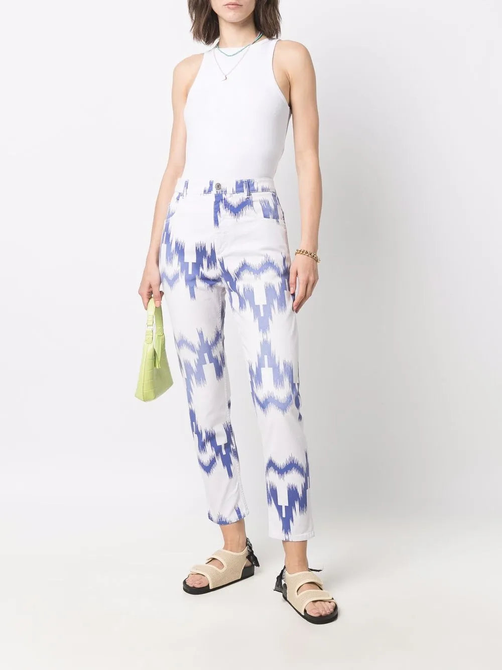 Patterned Cropped Jeans