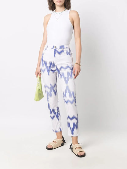 Patterned Cropped Jeans