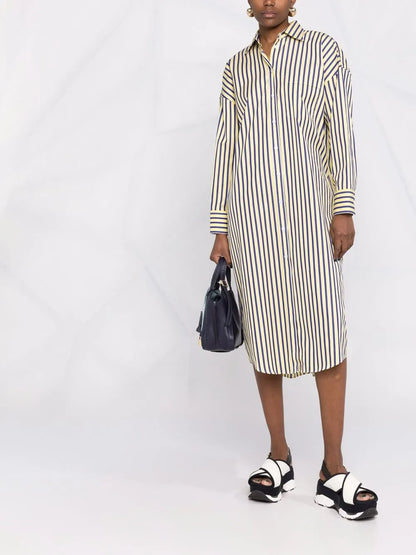 Stripe-Print Midi Shirtdress