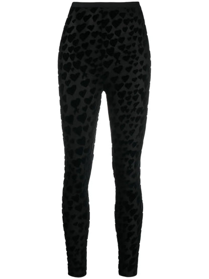 Heart-Embroidered High-Waisted Leggings