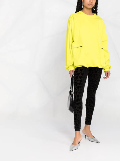 Heart-Embroidered High-Waisted Leggings