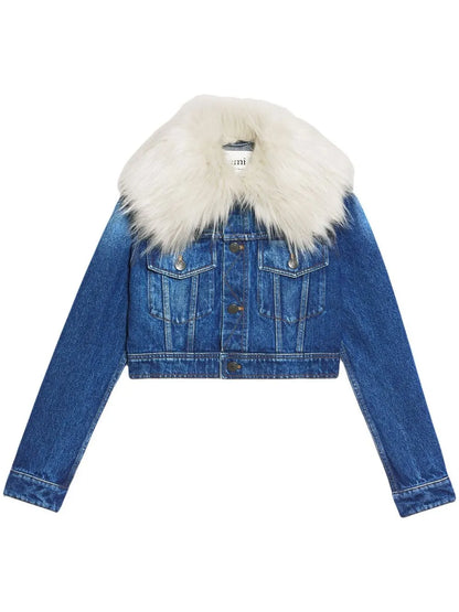 Furry Collar Denim Jacket