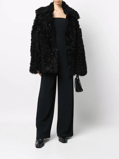 Shearling Button-Up Coat