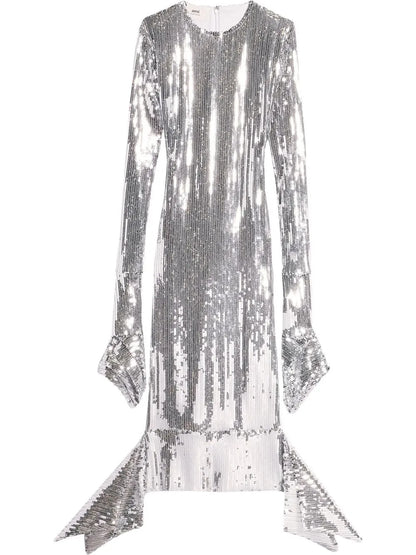 Sequin-Embellished Midi Dress