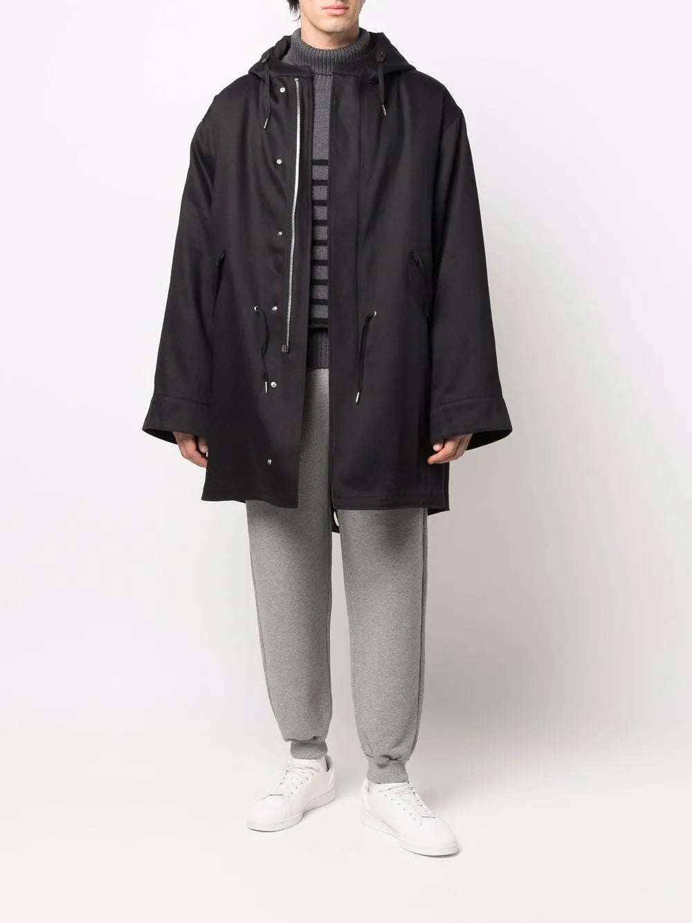 Drawstring Waist Hooded Parka