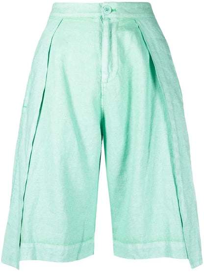 Pleated Knee-Length Shorts
