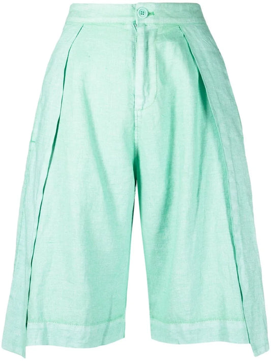 Pleated Knee-Length Shorts