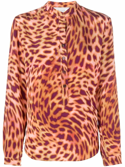 Cheetah-Print Silk Shirt