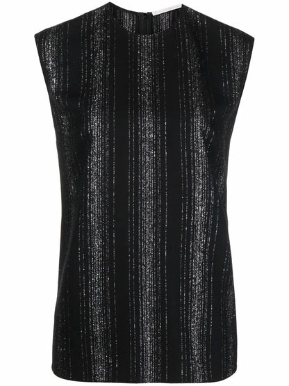 Lurex Striped Sleeveless Blouse