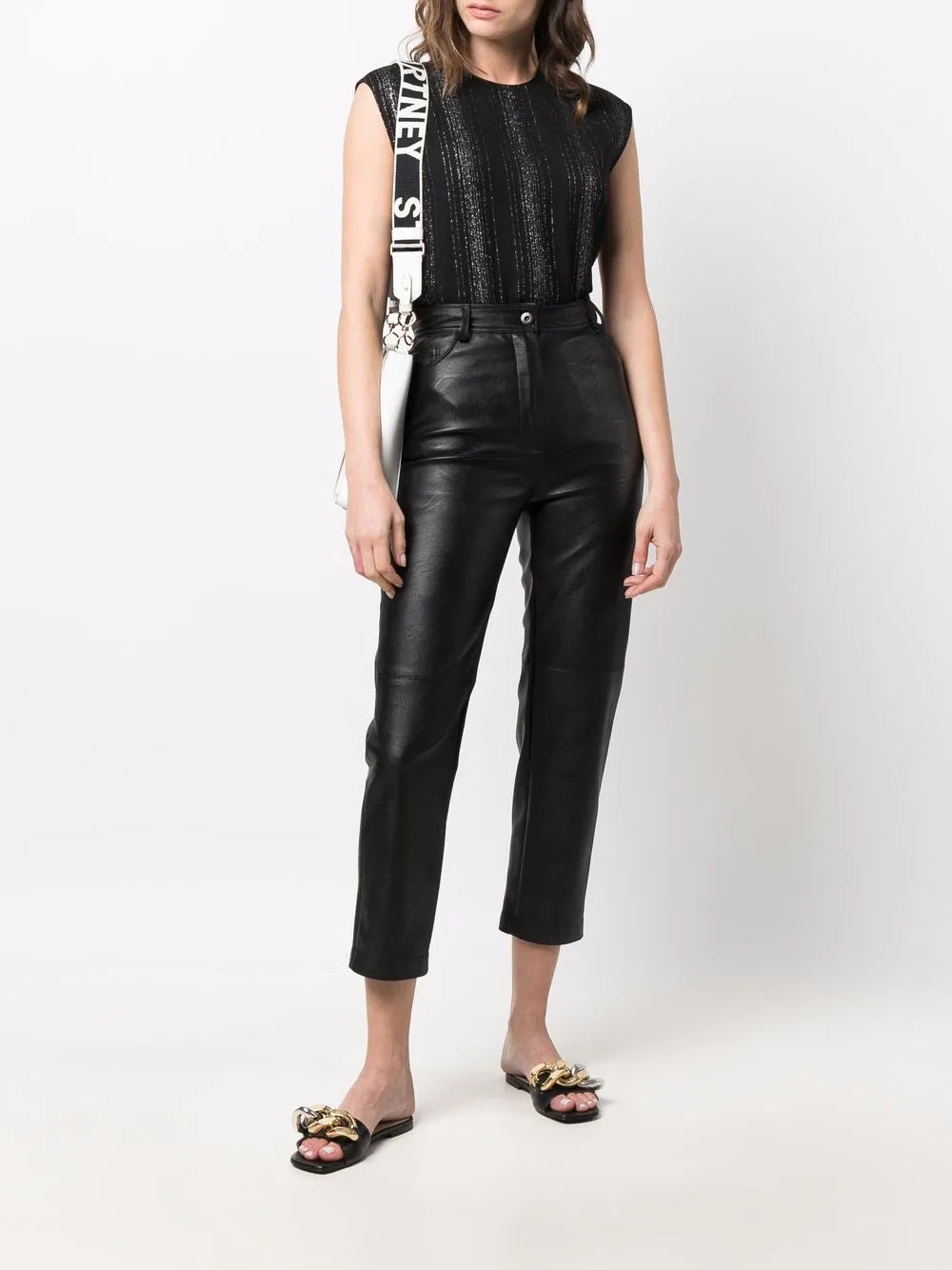Lurex Striped Sleeveless Blouse