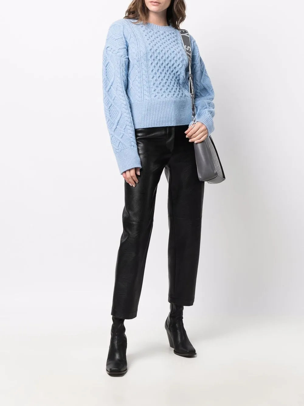 Aran-Knit Cropped Jumper